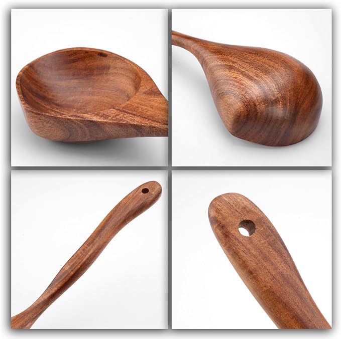 Wooden Ladle Spoon Set, 3 Size Teak Large Soup Ladel Wood Spoons - Image 7