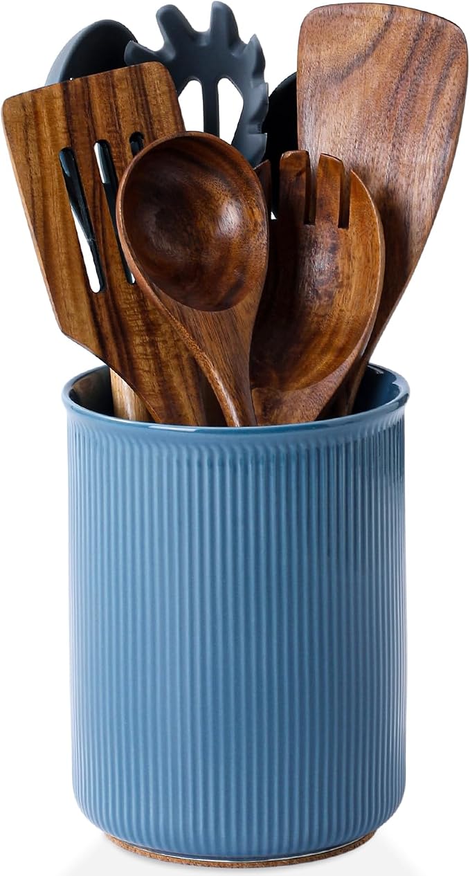 LoeJan Utensil Holder, Extra Large Utensil Crock, Stable Ceramic Utensil - Image 7