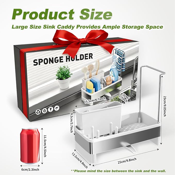 Ewaiira Stainless Steel Sink Caddy, Sponge Holder - Image 2
