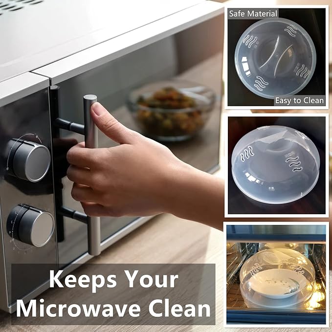 Microwave Cover for Food 2PCS Microwave Splatter Cover Large Microwave Plate - Image 2