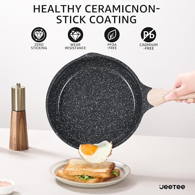 JEETEE 24Pcs Ceramic Cookware Set, Kitchen Healthy Non Toxic Induction Cookware - Image 3