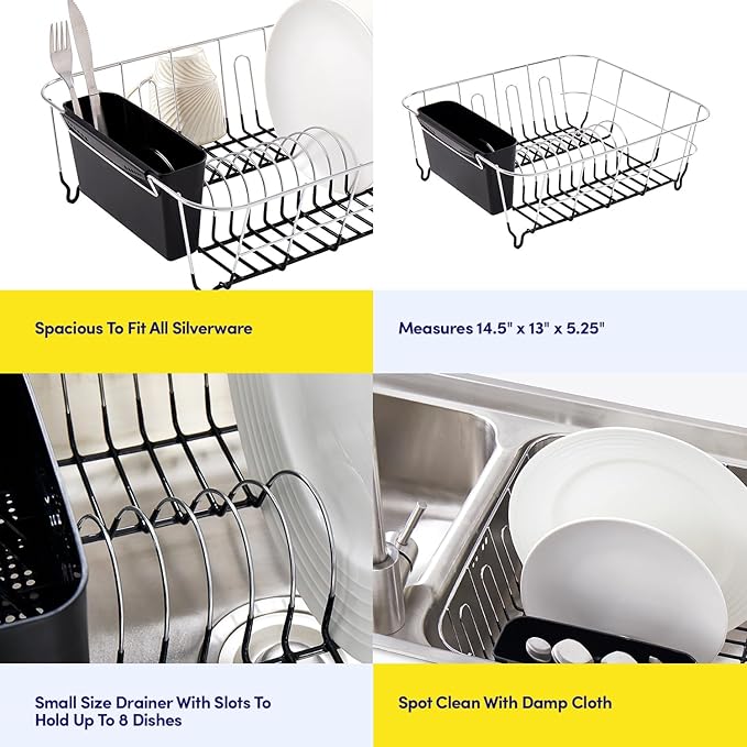 Sweet Home Collection 2 Piece Dish Drying Rack Set Drainer - Image 6
