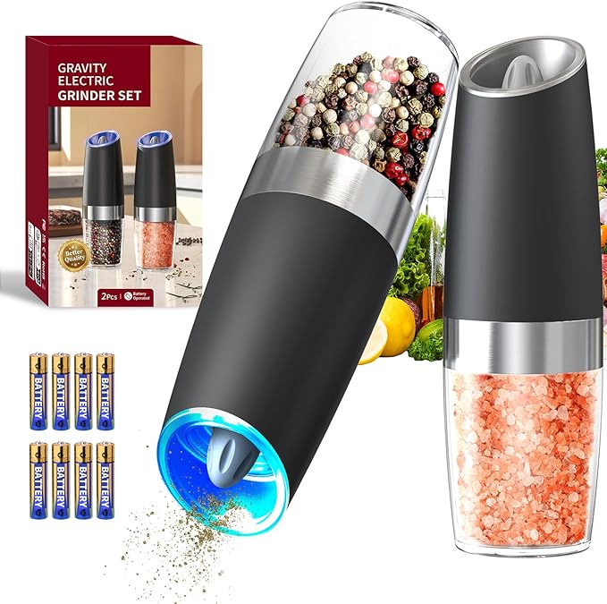 CIRCLE JOY Gravity Electric Salt and Pepper Grinder Set Automatic Salt and by CIRCLEJOY
