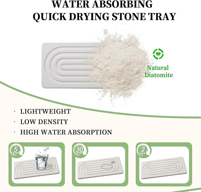 2 PCS Water Absorbing Diatomite Coasters, Stone Drying Mat - Image 4