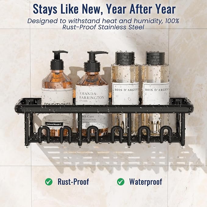 8 Pack Adhesive Rustproof Shower Shelves - Image 2