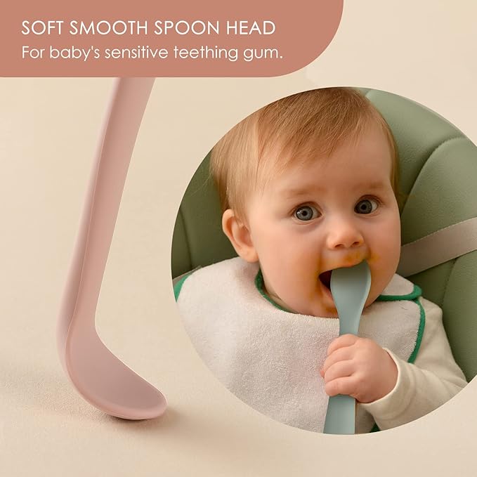 6-Piece Silicone Baby Feeding Spoons, First Stage Infant Spoons, Soft-Tip Easy - Image 3