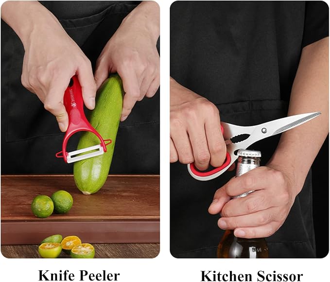 Kitchen Knife Set, 9-Piece Red Kitchen Knife Set - Image 5