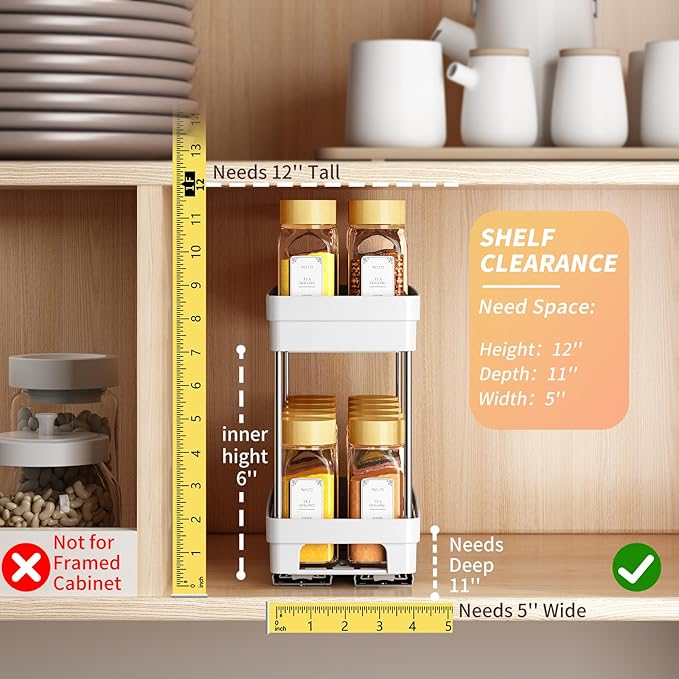 Pull Out Spice Rack Organizer for Cabinet, 2 Pack Slide Out Spice Racks - Image 3