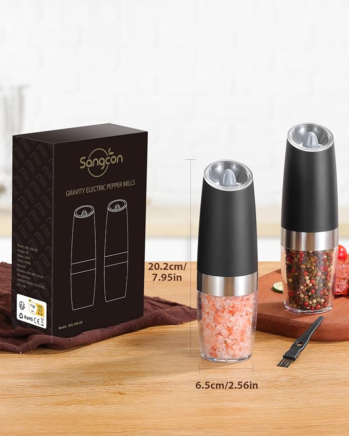 Sangcon Gravity Electric Salt and Pepper Grinder Set Automatic Shakers Mill - Image 6