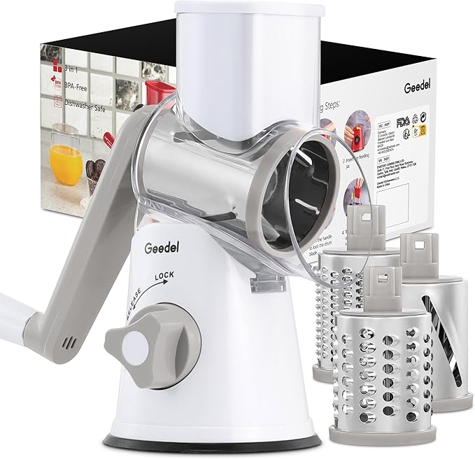 Geedel Rotary Cheese Grater, Kitchen Mandoline Vegetable Slicer by Geedel