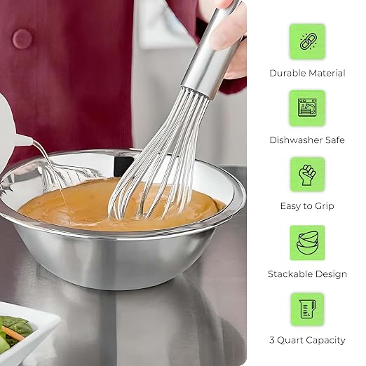 OCS Parts 0.75 Quart Mixing Bowls | Set of 4 | 7-Inch Stainless Steel - Image 4