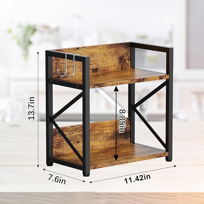 Spice-Rack-Organizer-Shelf for Kitchen Counter, 2 Tiers Coffee Bar Station - Image 7