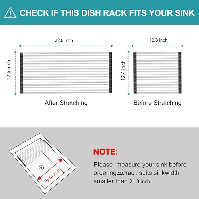 Extra Large Expandable Roll Up Dish Drying Rack, Over The Sink Drying Rack Sink - Image 2