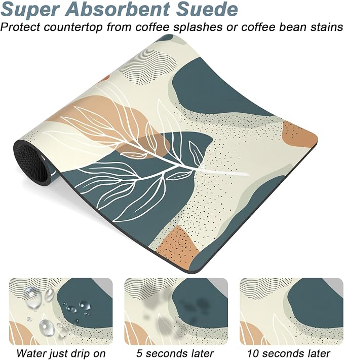 Rnivvi Coffee Mat, Hide Stain Rubber Backed Absorbent Dish Drying Pad - Image 3
