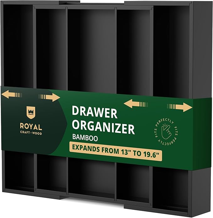 ROYAL CRAFT WOOD Luxury Bamboo Kitchen Drawer Organizer by RoyalCraftWood