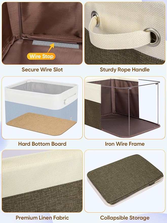 BALEINE 3 Pack Fabric Closet Storage Bins - Image 6