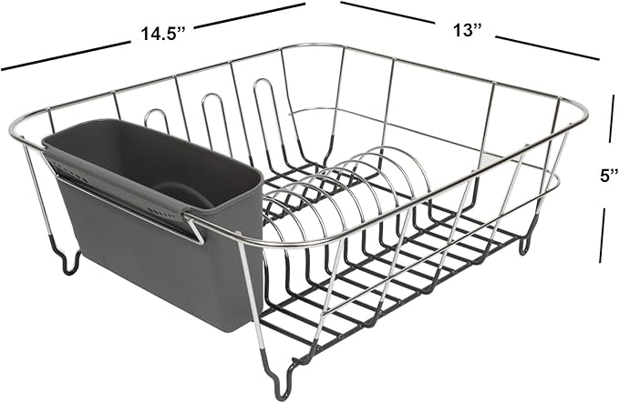 Dish Drying Rack & Cutlery Holder 2 Piece Set Compact Sink-Fitting Dish Drainer - Image 2