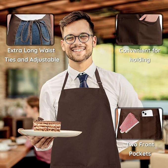 4 Packs Chef Apron, Waterproof Apron, Adjustable Aprons - Image 5