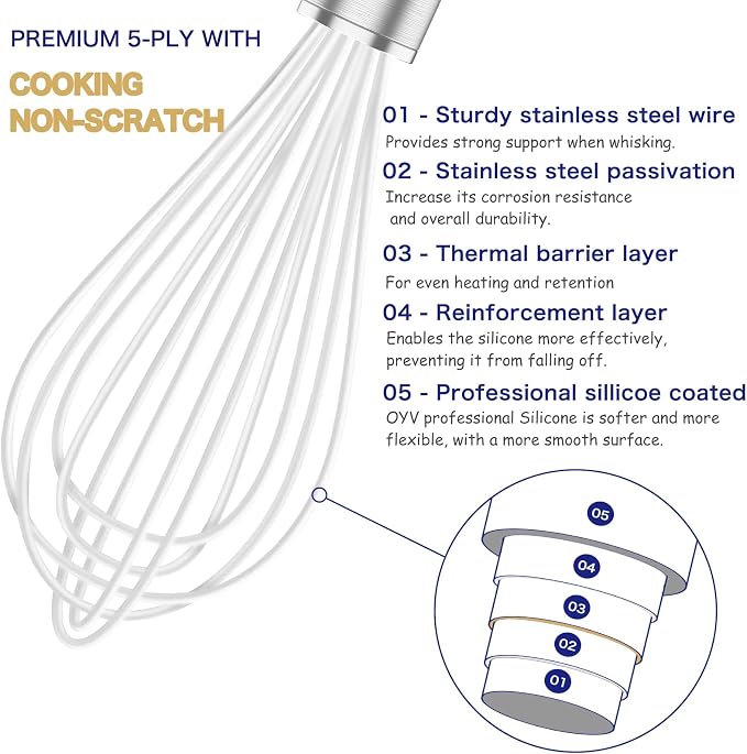 OYV White Silicone Whisk, Professional Whisks - Image 3
