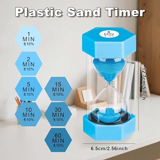2 Minute Sand Timer, Unbreakable Hexagon Hourglass, Plastic Sand Watch Reloj De - Image 4