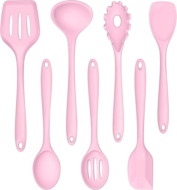 TeamFar Silicone Cooking Utensil Set of 7, Kitchen Nonstick Tools Turner Spoon by TeamFar