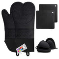 Silicone Oven Mitts and Pot Holders Sets, MTZRFLL Extra Long Heat Resistant by MTZRFLL