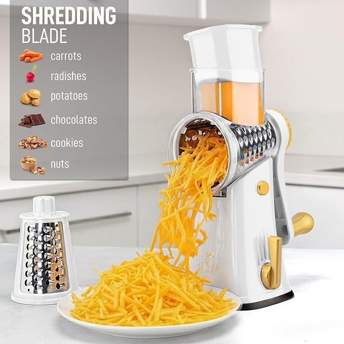 Zulay Kitchen Rotary Cheese Grater 5 Blade Cheese Shredder - Image 3