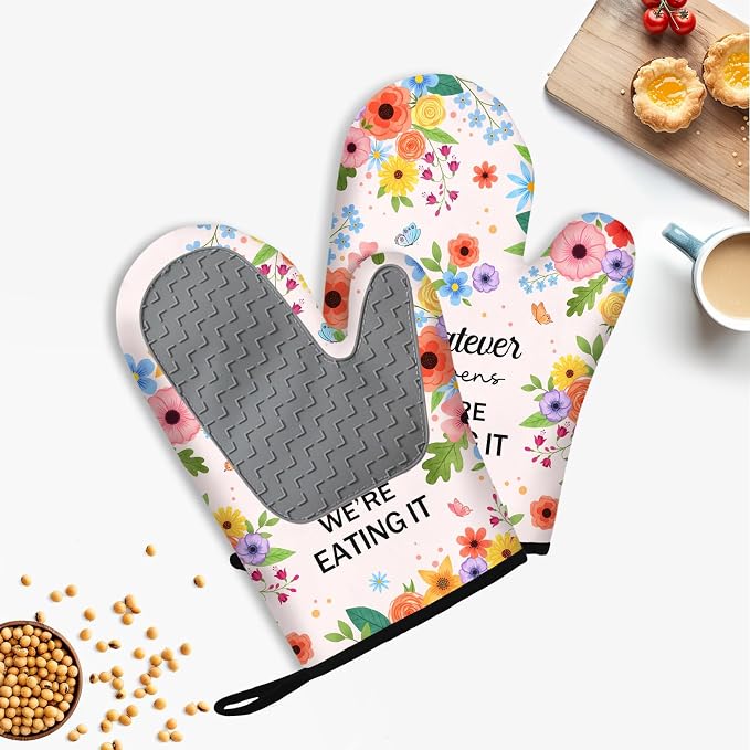 Funny Oven Mitts & Pot Holder Set, Heat Resistant Silicone Oven Mitts, Humorous - Image 4