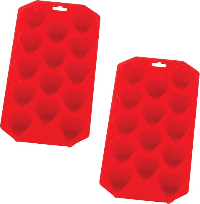 HIC Kitchen Silicone Heart Ice Tray, Each Tray Makes 14 Hearts by HIC