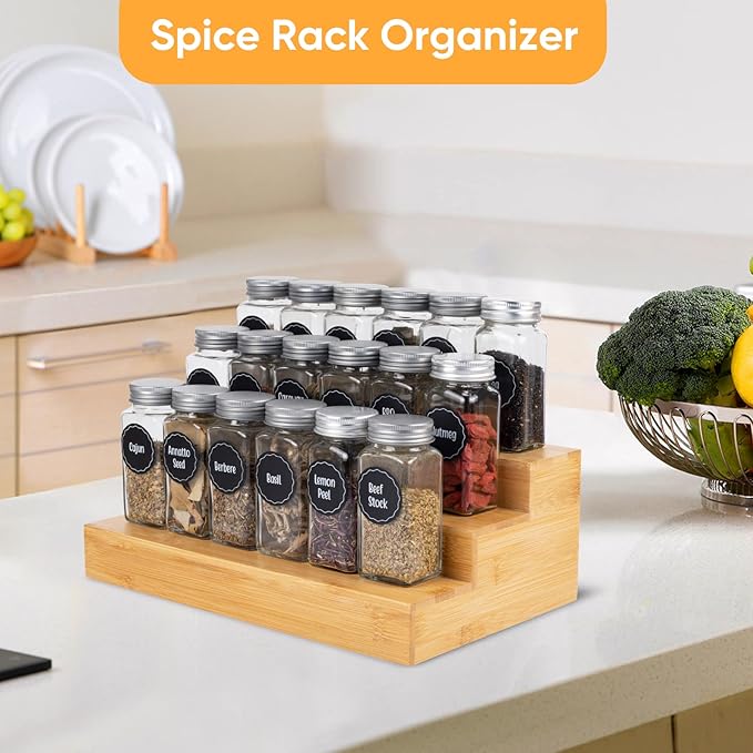 Bamboo Spice Rack Organizer for Cabinet 2 Pack - Image 4