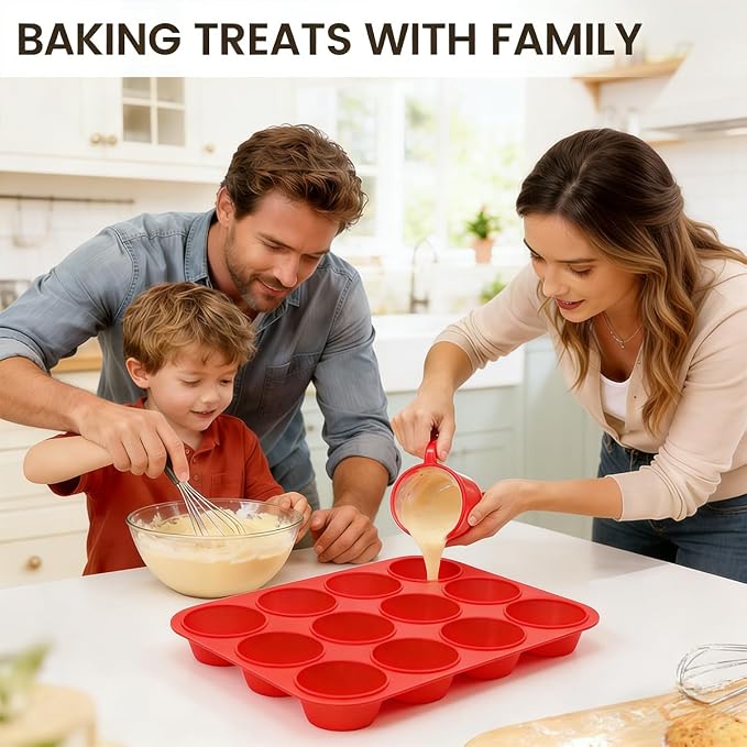CAKETIME Silicone Muffin Pan, 2 Packs, Includes Jumbo 6 Cups and Regular 12 Cups - Image 4
