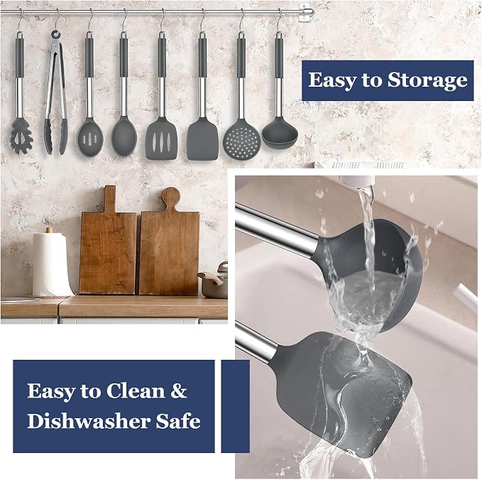 TeamFar Kitchen Utensils, for Nonstick Cookware Frying Flipping Draining - Image 6