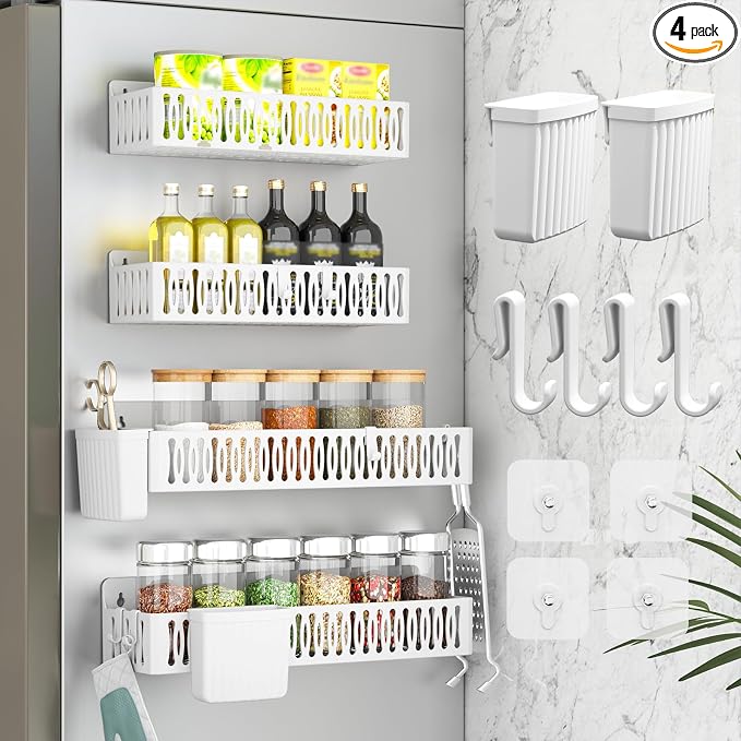 Sevenblue 4 Pack Large Magnetic Spice Rack by Sevenblue