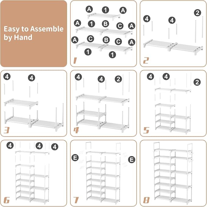 ROJASOP White Shoe Rack, Tall Metal Shoe Rack Organizer - Image 8