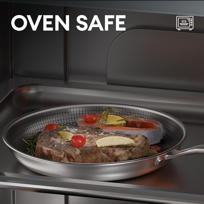 COOKER KING 8-Inch Stainless Steel Pan, Hybrid Nonstick Frying Pan, 3-Ply Clad - Image 6