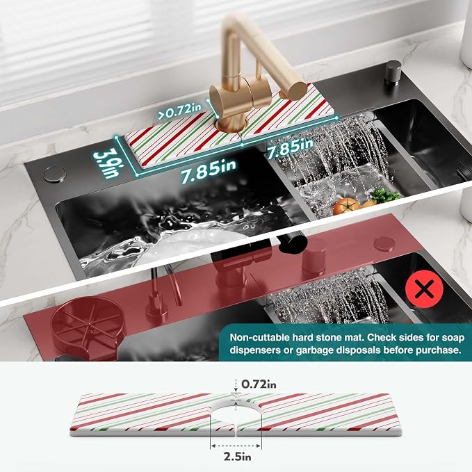 Stone Faucet Mat for Kitchen Sink, Diatomite Drying Stone Mat for Kitchen - Image 2