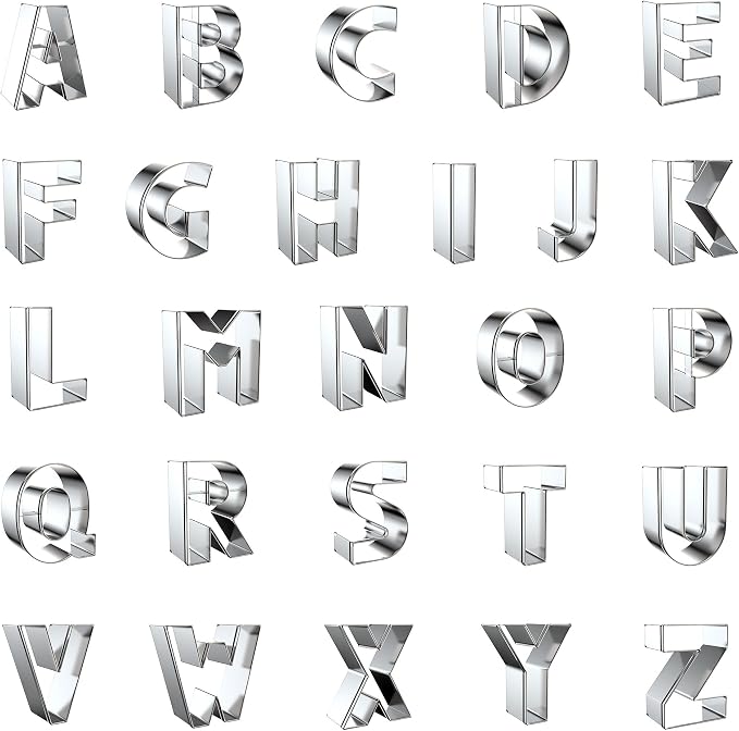 Letter Cookie Cutters Shapes Large 2 Inch by ZADECookieCutter