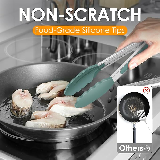 HOTEC Premium Stainless Steel Locking Kitchen Tongs - Image 7