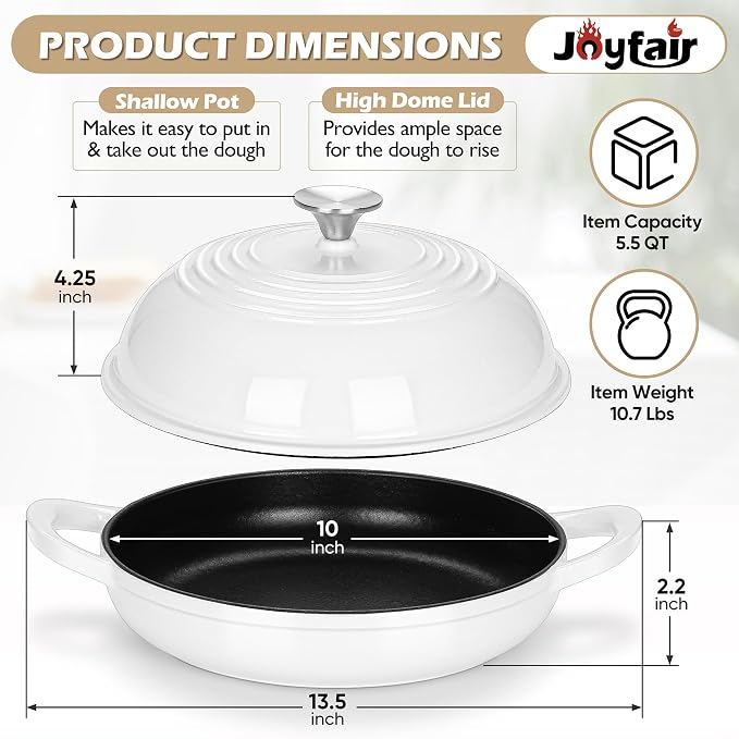 Bread Dutch Oven for Sourdough Baking, Joyfair Enameled Cast Iron Dutch Oven Pot - Image 7