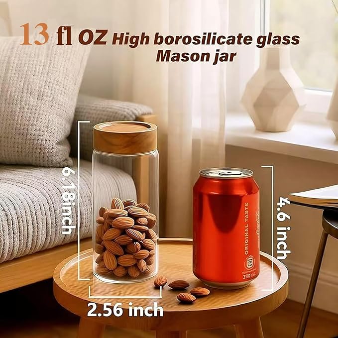 2-Pack 13 fl oz Glass Mason Jars - Image 2