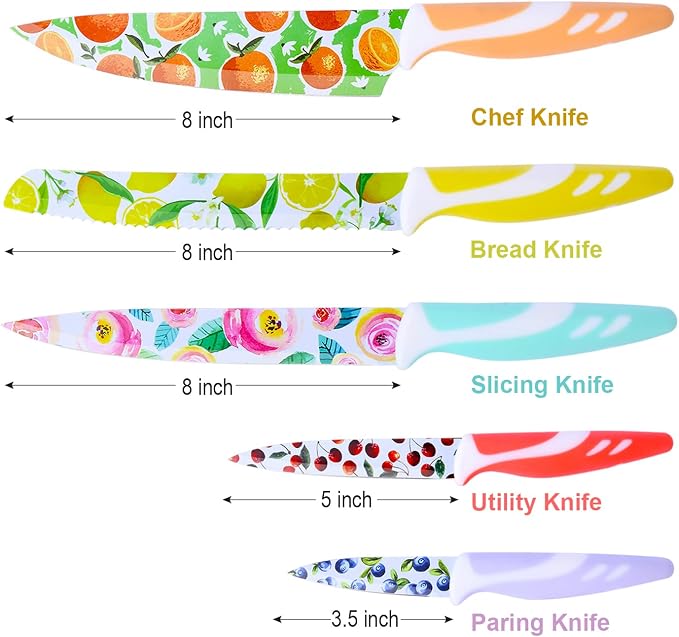 UPTRUST 10-piece Stainless Steel Kitchen Knife Set, Nonstick Coated - Image 6