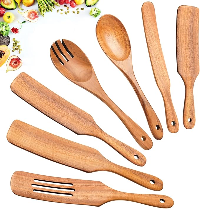 Spurtles Kitchen Tools Wooden, Natural Premium Spatula Set, Heat Resistant by Unknown