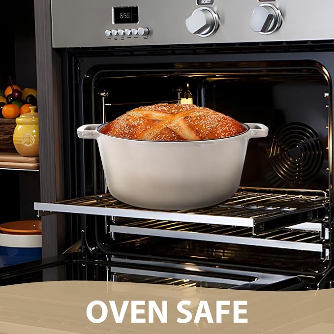 TeamFar 5 Quart Dutch Oven, 2 In 1 Enameled Cast Iron Dutch Oven Pot Cookware - Image 6