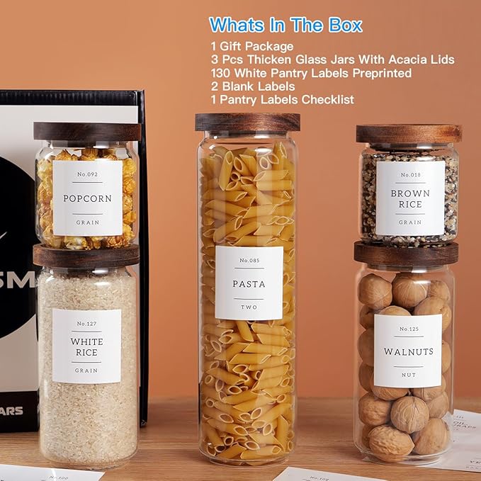 5 Set Glass Pantry Storage Jars - Image 2