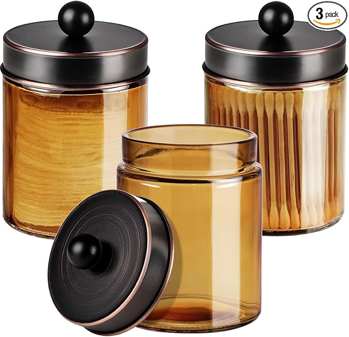 3 Pack Apothecary Jar Canisters Bathroom Vanity Organizer by Komashr