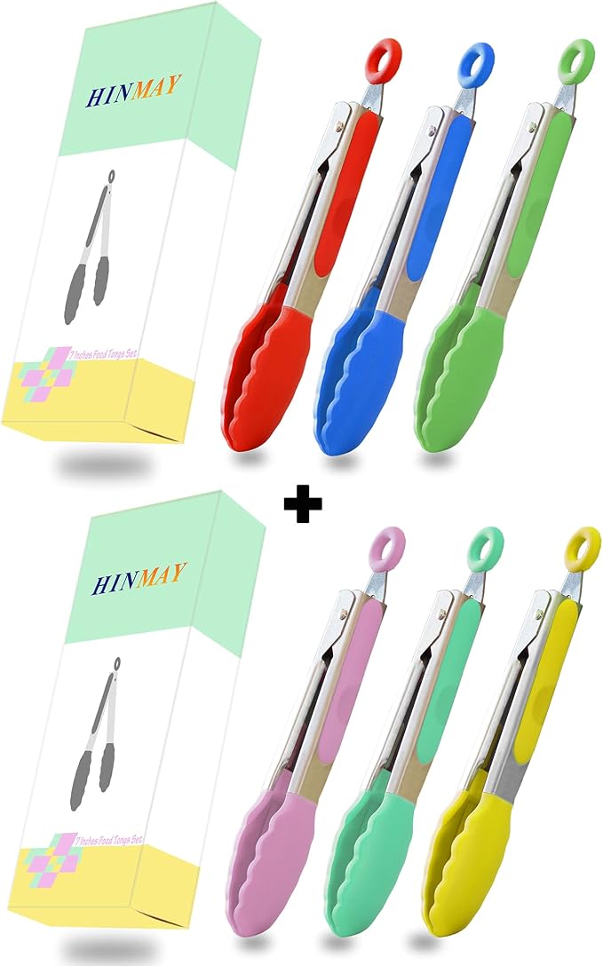 HINMAY Small Tongs Set 7-Inch Mini Tongs - Image 6