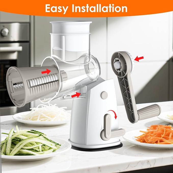 MealHelper 5 Blade Rotary Cheese Grater and Vegetable Chopper - Image 8