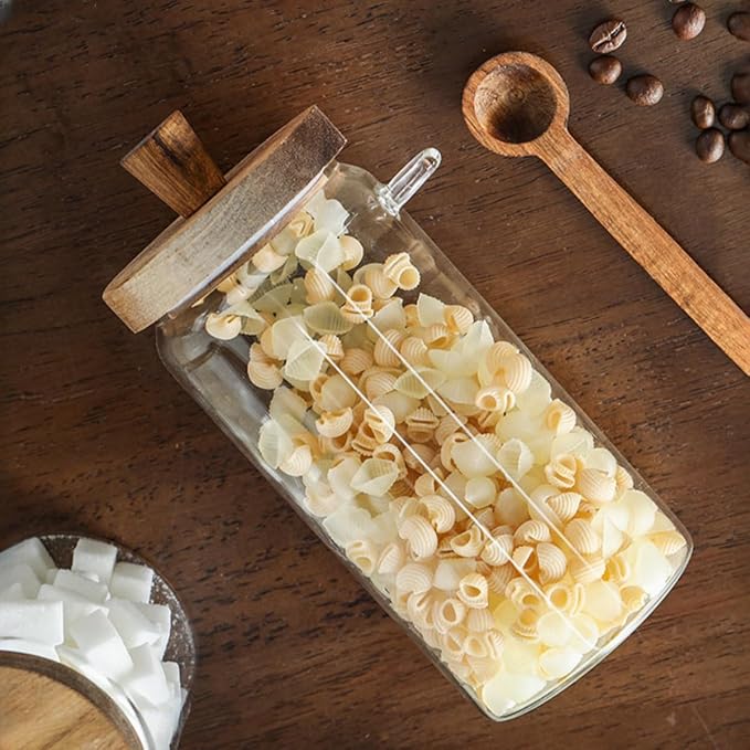 ANSQU 34oz Glass Jar with Wooden Lid & Spoon, Food Storage Containers Coffee - Image 6