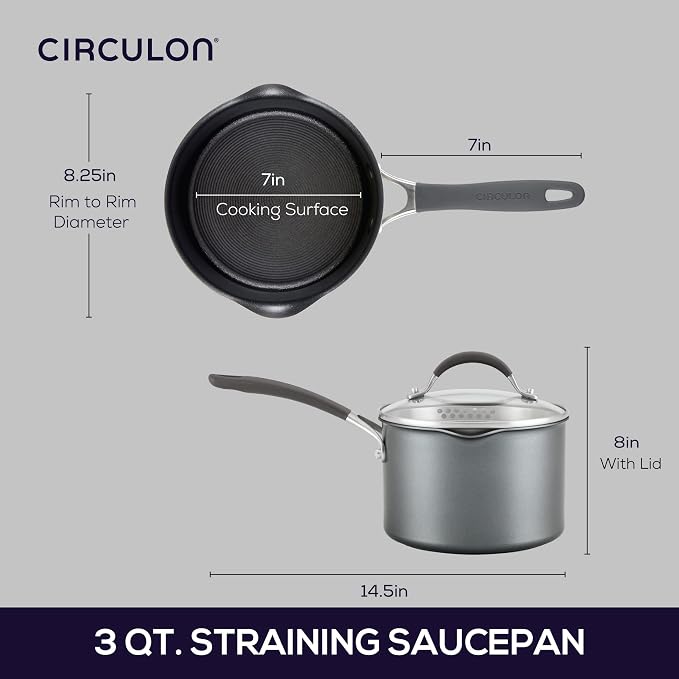 Circulon A1 Series w/ ScratchDefense Nonstick Induction Straining Sauce Pan - Image 3