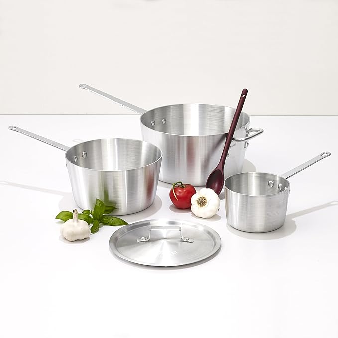 Winco Heavy-Duty Aluminum Tapered Sauce Pan, 3.75 Quart - Image 9